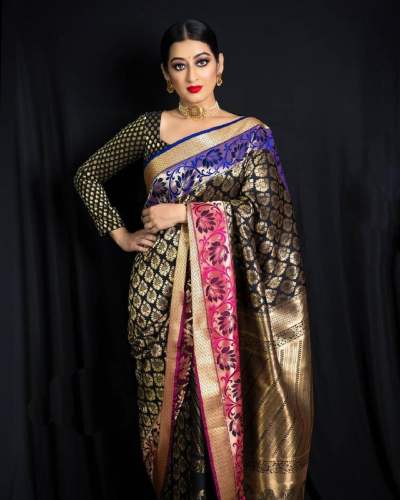 Ladies Party Wear Lichi Silk Saree by Afiya Fashion