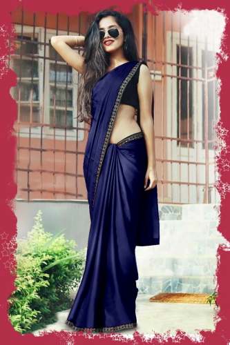 Trendy Collection of Plain Satin Silk saree by krishna enterprise