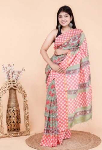 Ladies Party Wear Printed Assam Silk Saree  by Dosaya Bagru Textiles