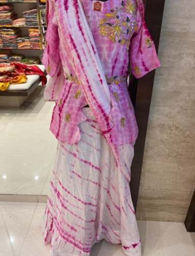 Buy Pink Shibori Print Lehenga Choli At Wholesale by Anushree Sarees