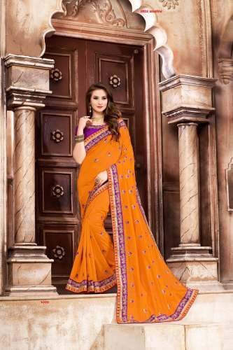 Fancy Designer Embroidery Saree by Omanksh Fashion