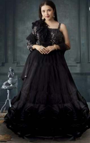 Black Long Party Wear Gown By Ajmera Fashion by Ajmera Fashion