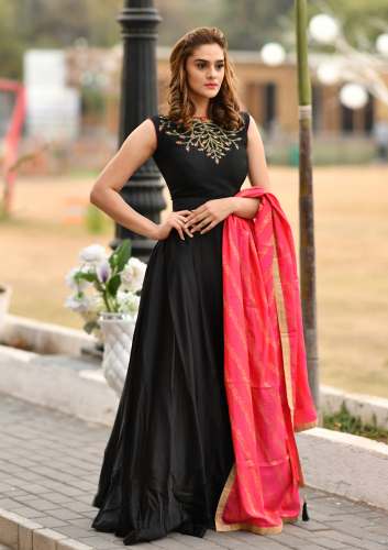 Black Color Anarkali Suit With Fancy Dupatta by Khushbu Fashion
