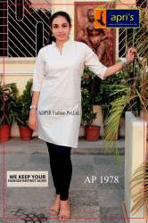 Casual wear white printed Short kurti