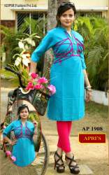 Fancy Sky Blue Knee length kurti