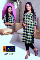Green Checkred Formal wear Kurti