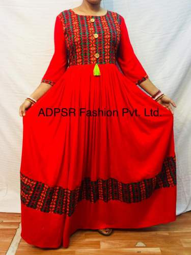 Party wear Red Embroidered Kurti