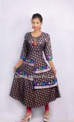 Stylish Long Anarkali Blue color Kurti