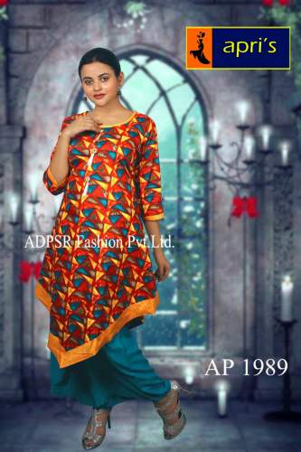 Stylish Ornage Dancing Flair Kurti