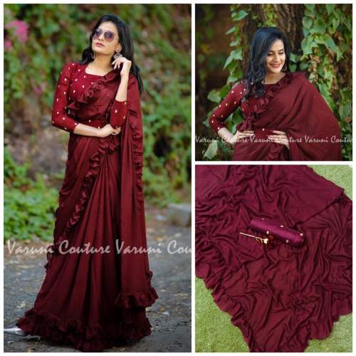 VICHITRA SILK WITH NICE LOOKING RUFFLE SAREEE