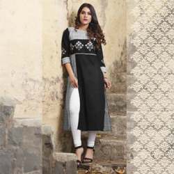 Formal Black And Grey Cotton Kurtis