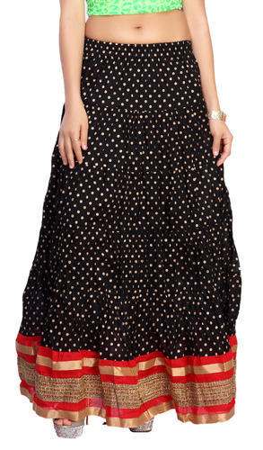 Dot printed long skirt