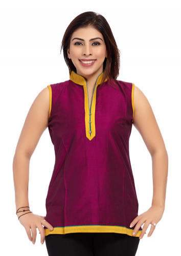 plain sleeve less kurti