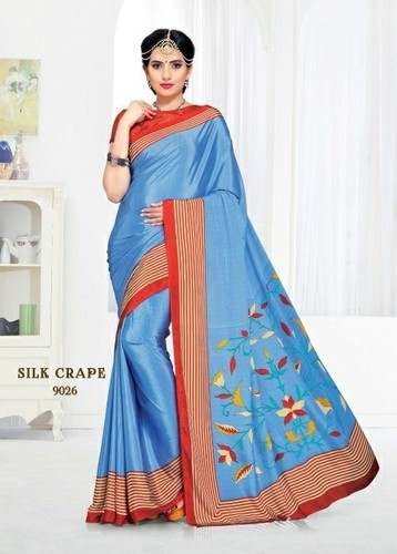 Fancy Crepe Silk Uniform Saree