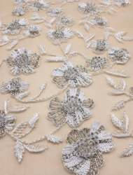 Hand Beaded Embroidered Fabric 