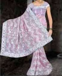 Embroidery Job Work on Designer Party Wear Saree