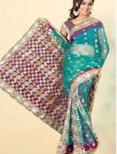 Embroidery Job Work on Net Saree