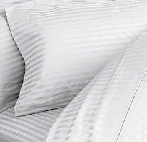 White Satin Stripe Bed Sheet by Meenus Manchesters