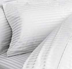 White Satin Stripe Bed Sheet