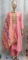Chanderi Silk Embroidery Kurti Pant Set thumb 1
