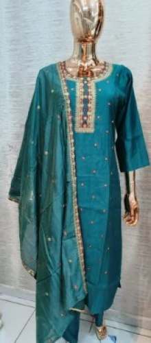 New Arrival Silk Kurti Pant Set with Dupatta
