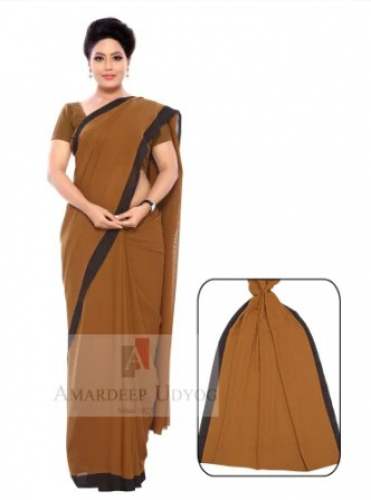 Khaki Color Saree With Plain Border by Amardeep Udyog