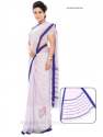 White Saree With Blue Border thumb 2