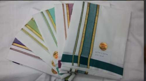 Kerala style border Plain Dhothi