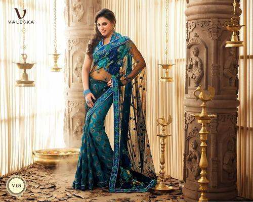net half half stylish saree