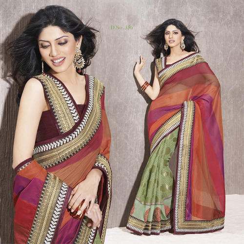 stylish border cotton saree by Red Sparrow