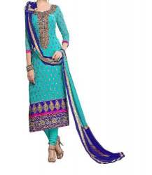 Party wear Embroidered Chanderi Suit 