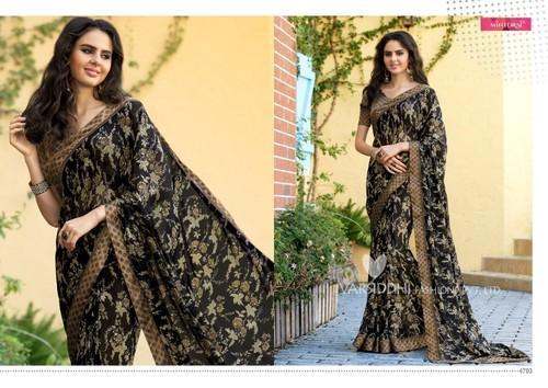 Stylish printed Chiffon Satin Saree 