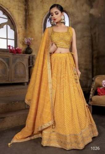 Yellow Embroidery Lehenga Choli by Anant Exports