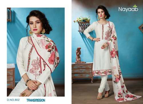 Nayaab White Unstitched Dress by Talrejas Group