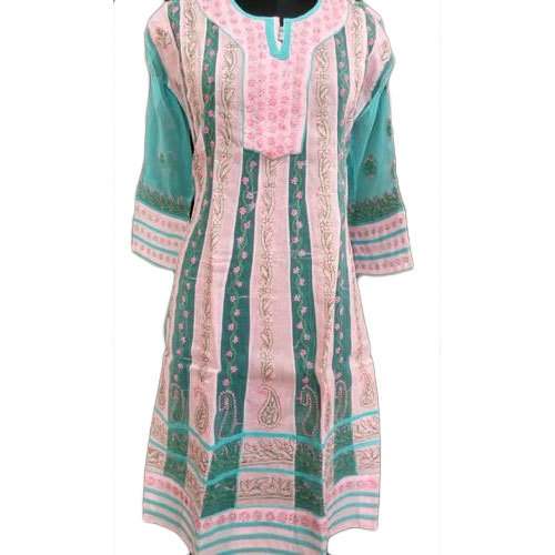Chikankari Cotton Anarkali Kurti