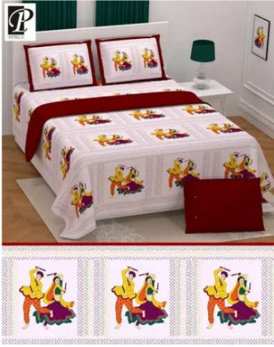 		Multi Colour King Cotton Handwork Bed Sheet  by Perfect Look