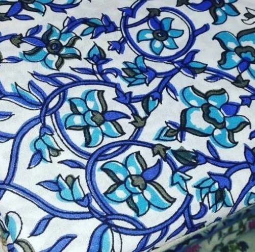 Blue Printed Cotton Fabric  by Sonava Printers