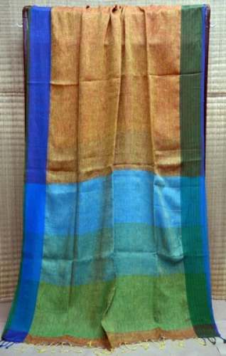 Handloom Linen Multi color saree by Balaram saha