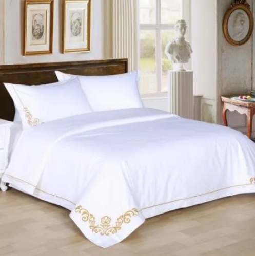 Luxury Hotel White Designer Bed Sheet by Kinkob Kreations