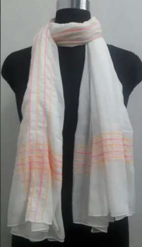 White Embroidered Scarves by MAK OVERSEAS