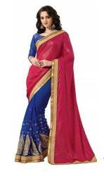 Embroidered Half Half Georgette Saree