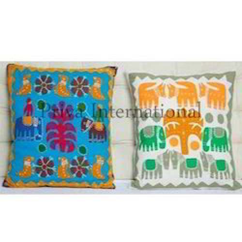 Applique Embroidery Pillow Cover by Priva International