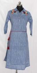 Cotton Chambray Embroidered Kurti