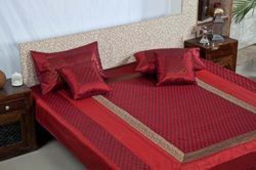 Silk Zari Work Bedsheet by Priva International