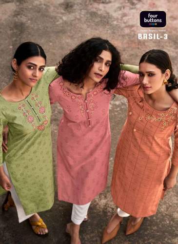 Basil Vol 3 Cotton Designer Kurti by Four Buttons by Kapdavilla