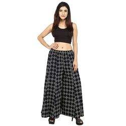 Black Cotton Jaipuri Divider Palazzo