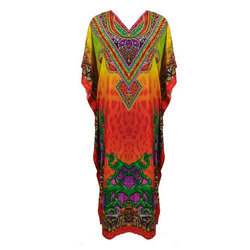 Digital Printed V Neck Kaftan