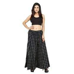 Ladies Black Cotton Divider Palazzo
