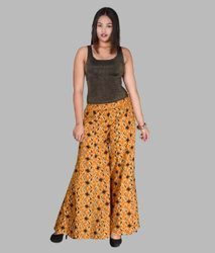 Yellow Cotton Printed Divider Palazzo