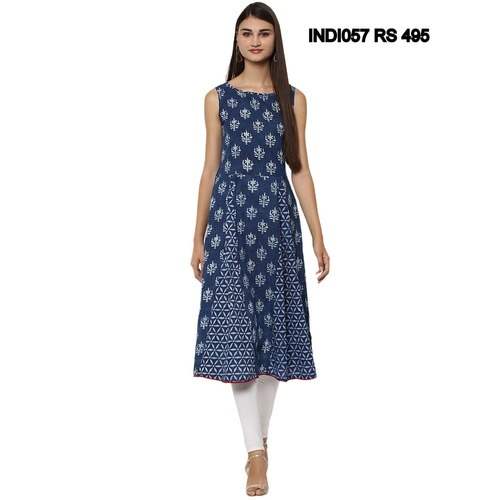 INDIGOFERRY Sleeveless Printed Kurti